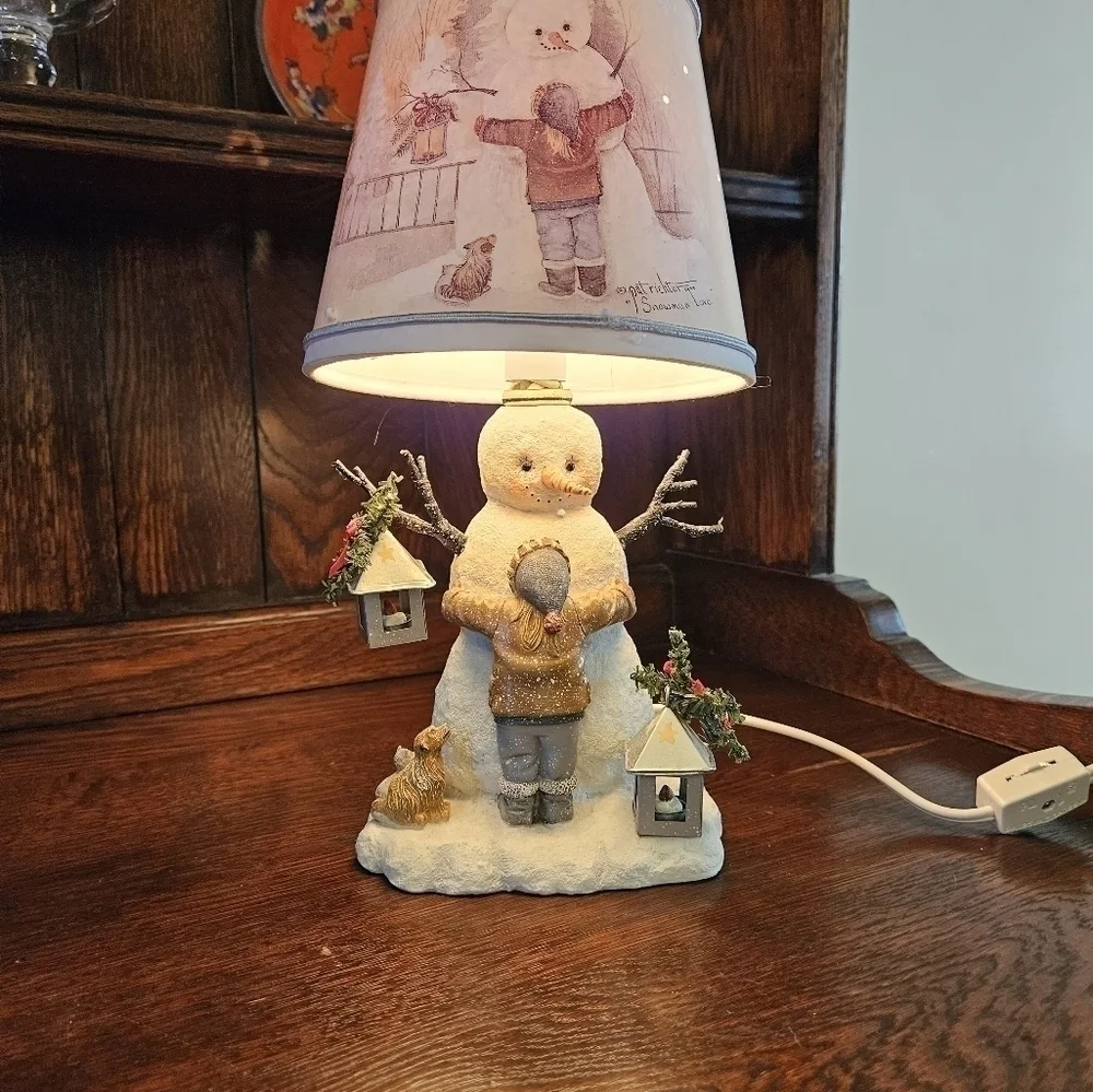 Pat Richter Homestead workshop Snowman love table lamp .